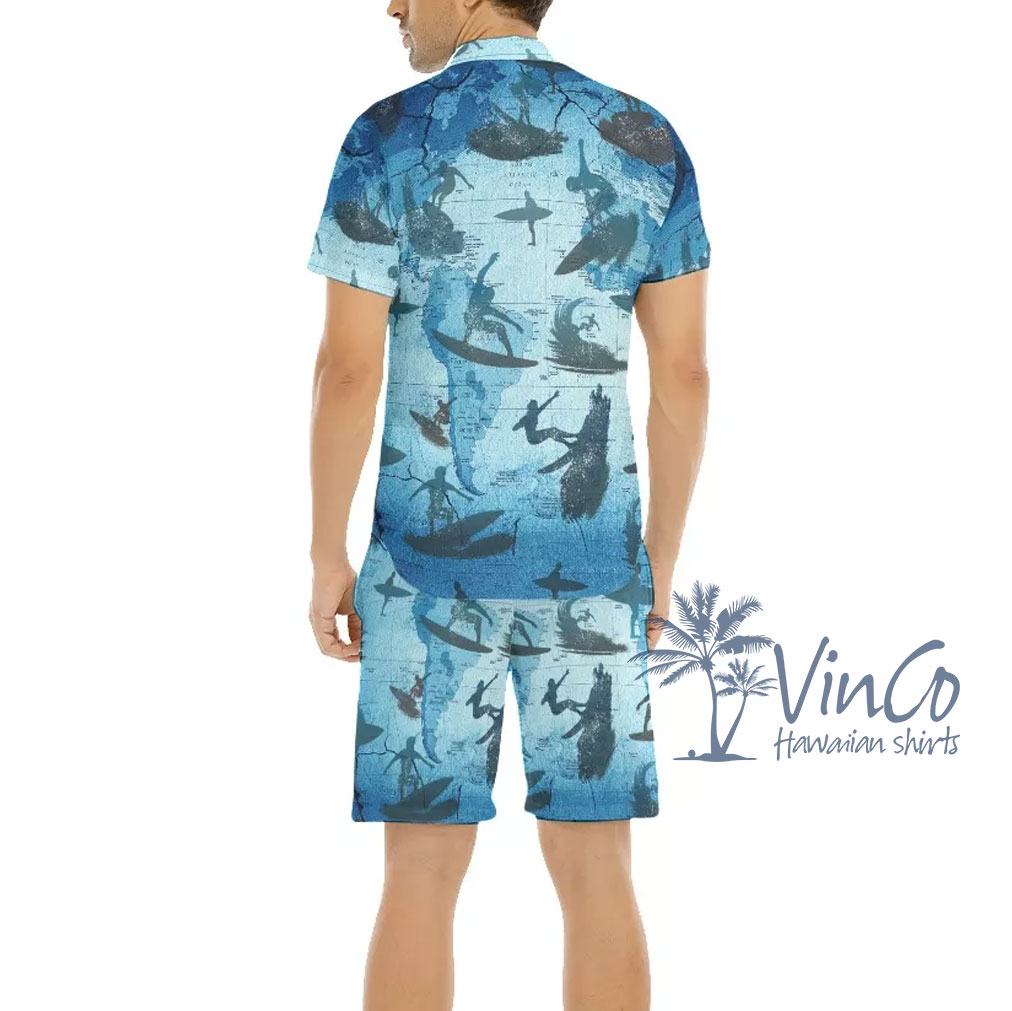 Surfing Map Hawaiian Shirt For Men