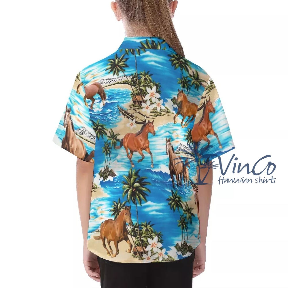 Horse Beach Hawaii Shirt And Shorts For Kids