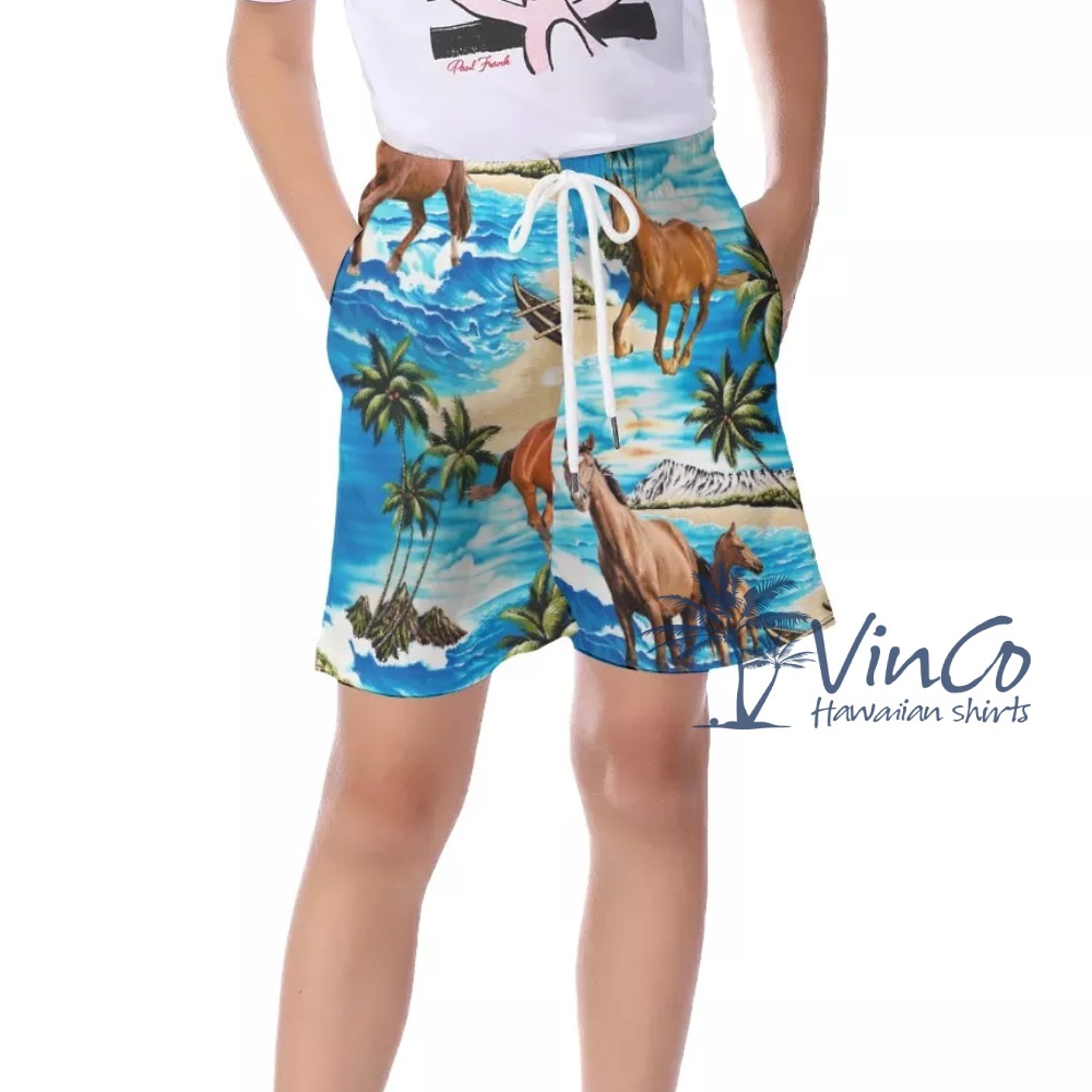 Horse Beach Hawaii Shirt And Shorts For Kids - variant image 1