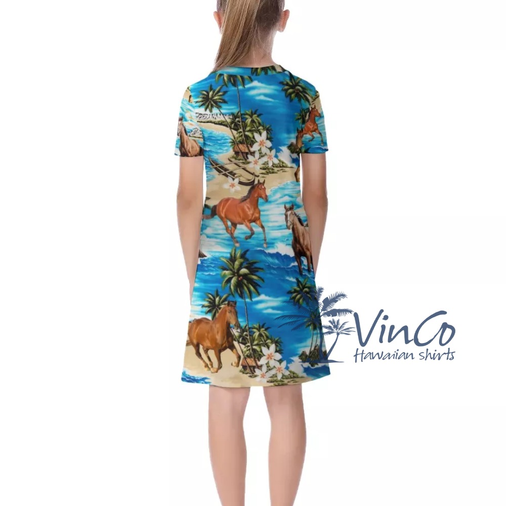 Horse Beach Hawaii Shirt And Shorts For Kids