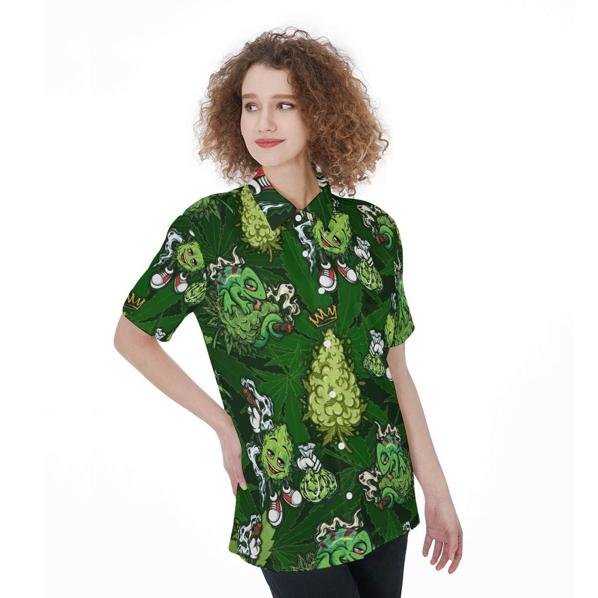 Weed Aloha Shirt For Women