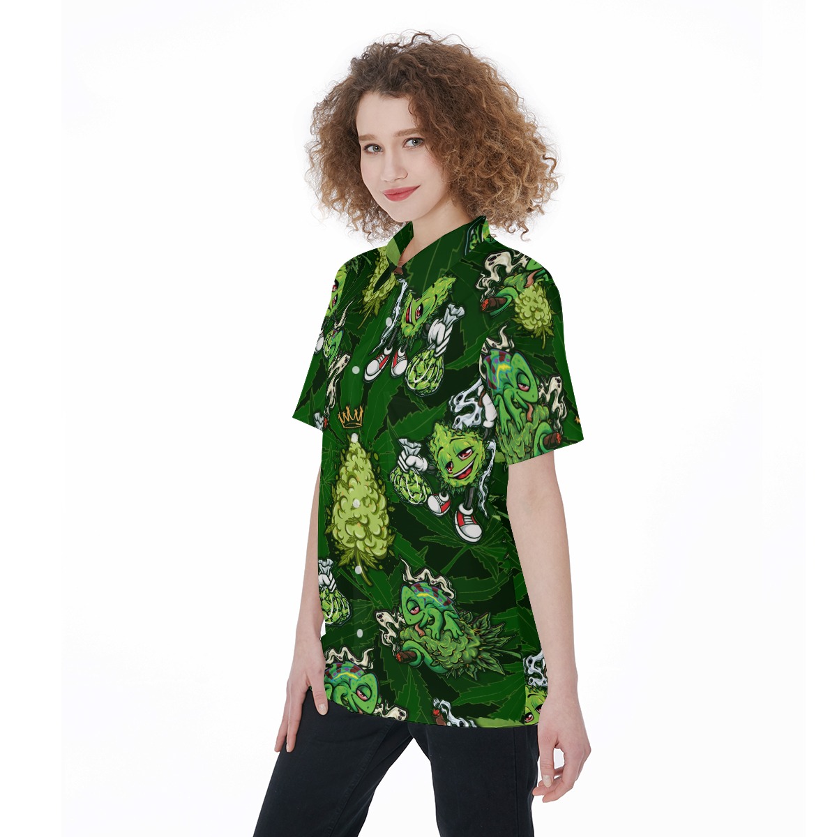 Weed Aloha Shirt For Women