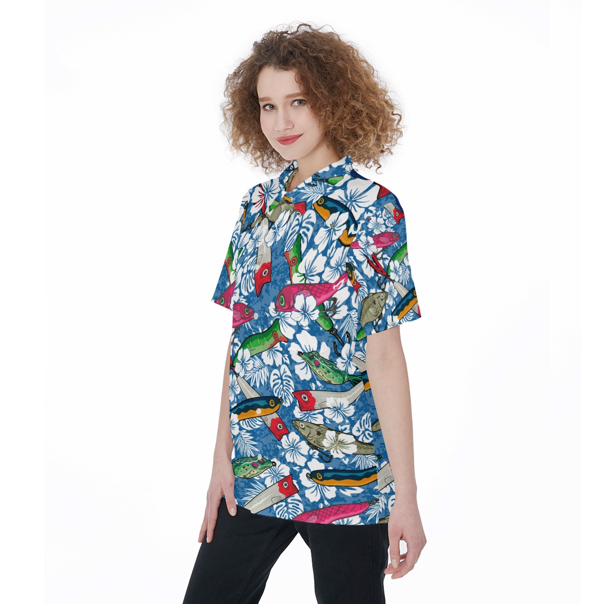 Best Fishing Blue Hawaiian Shirt For Women