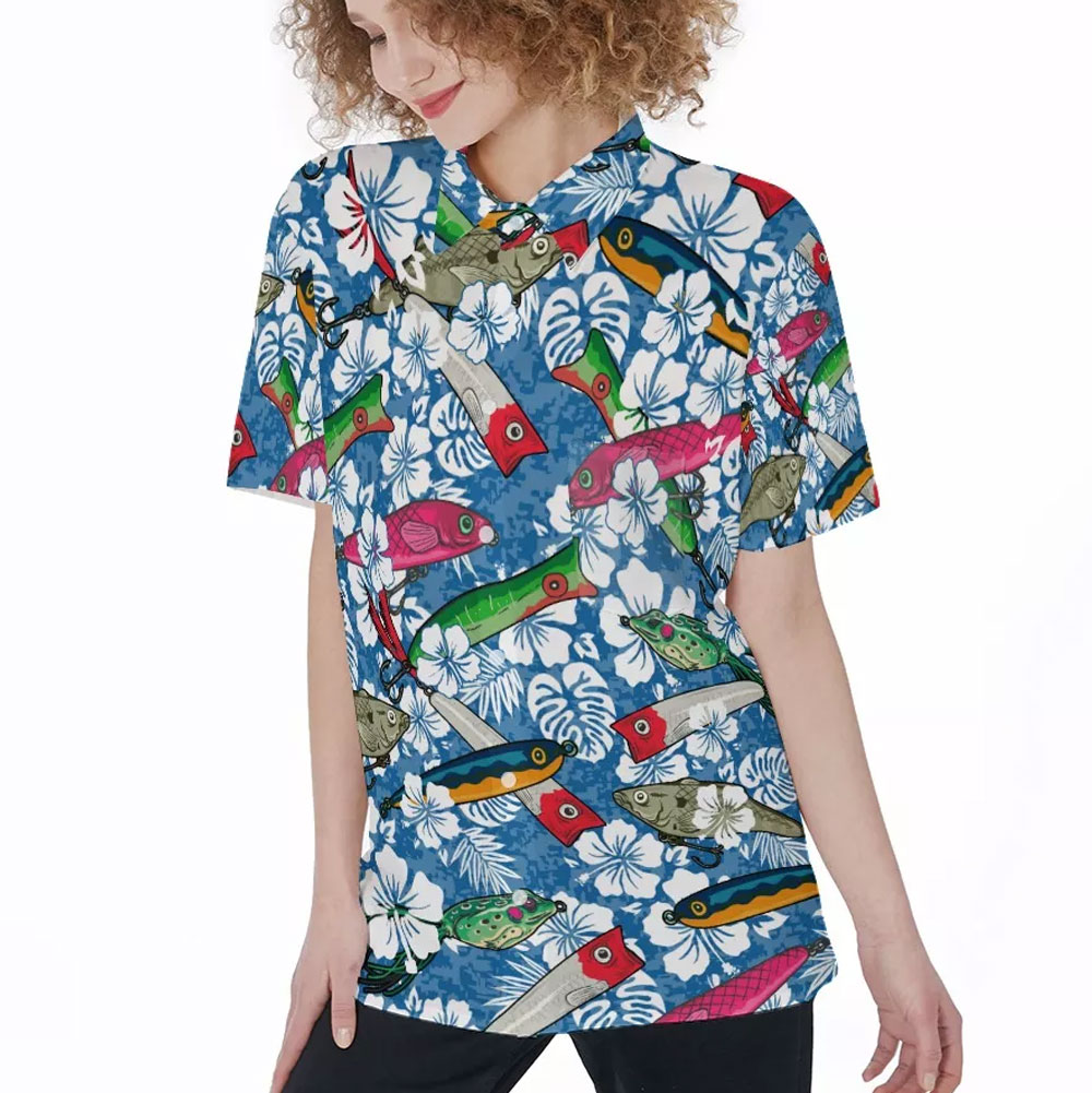 Best Fishing Blue Hawaiian Shirt For Women