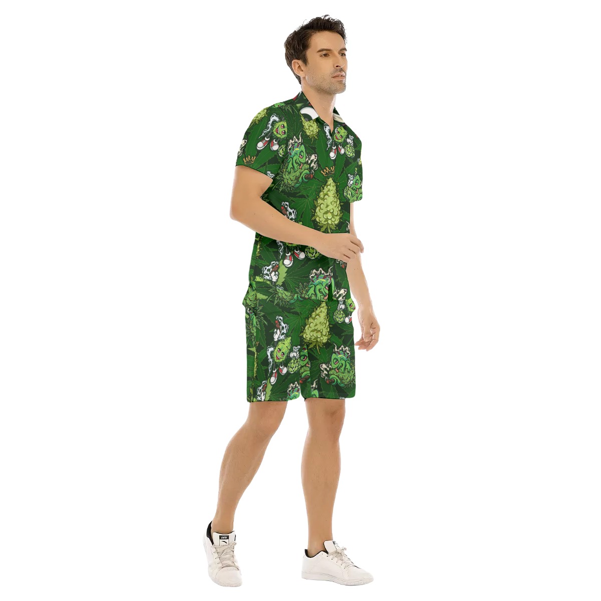 Weed Hawaii Shirt Set For Men