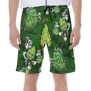 Green Weed Aloha Men's Beach Short
