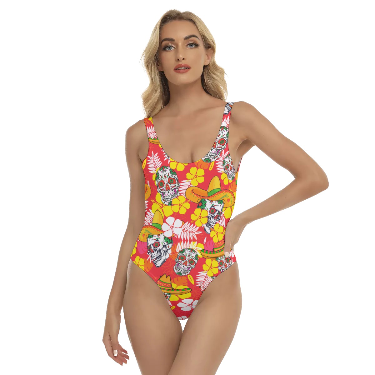 Skull Camp Red Women Hawaiin Swimsuit