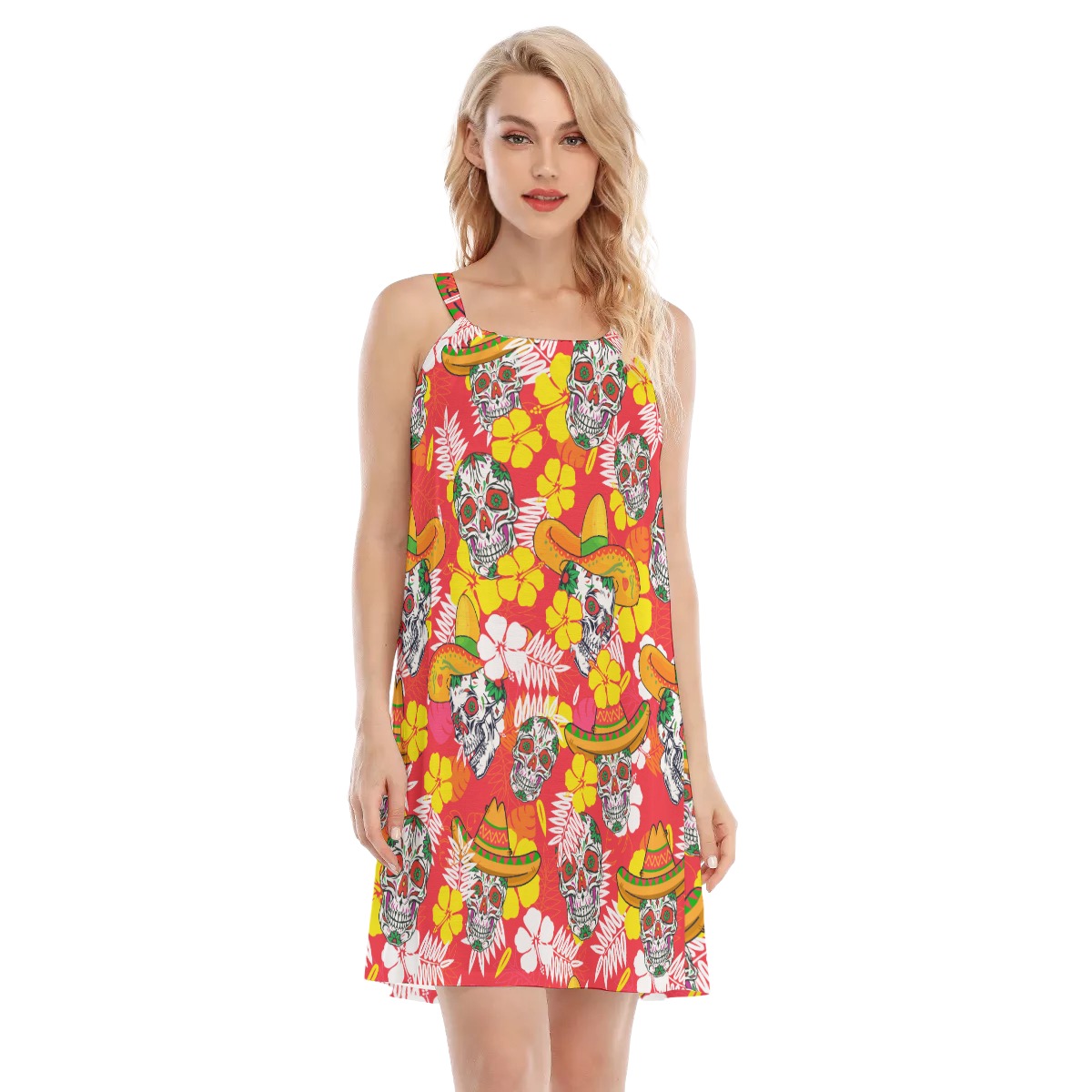 Skull Red Hawaiian Women Dress - variant image 1