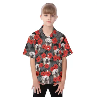 Golden Retriever Hawaiian Vacation Shirt For Kids