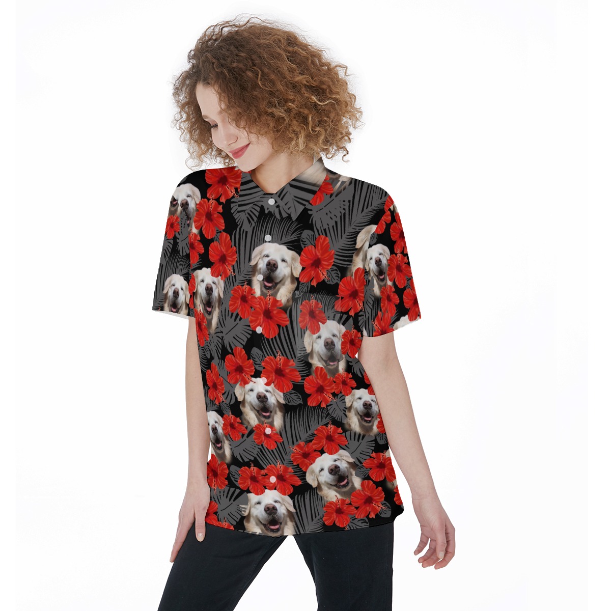 Golden Retriever Aloha Hawaiian Dog Shirt For Women - variant image 1