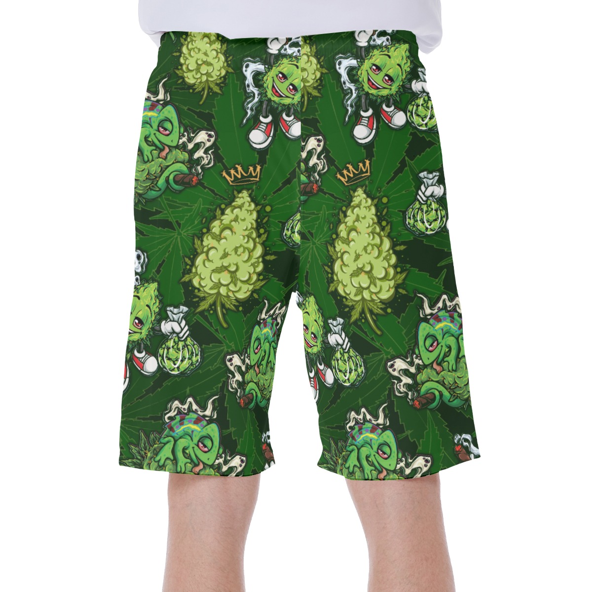 Green Weed Aloha Men's Beach Short