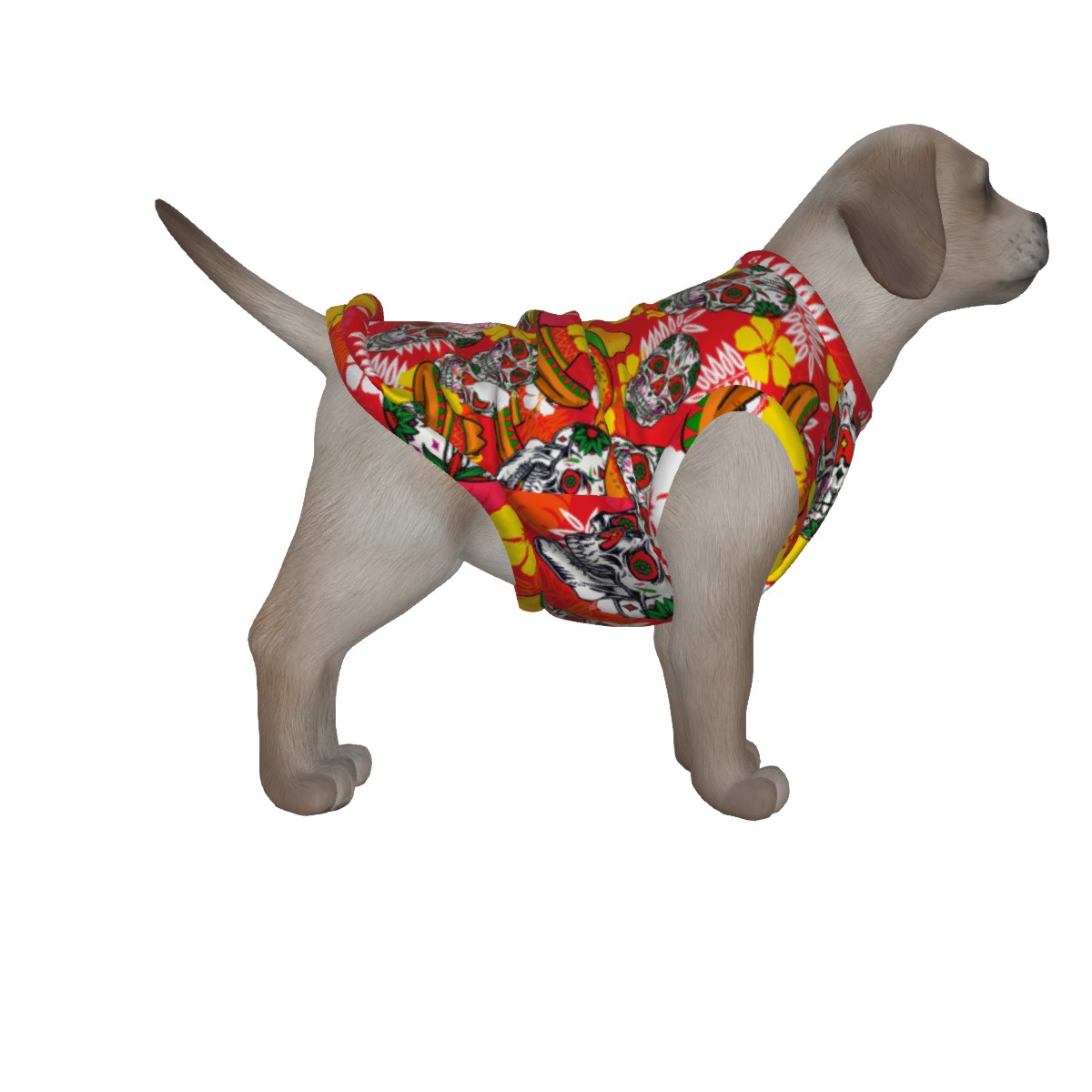 Best Tropical Skull Red Dog Hawaiian Shirt