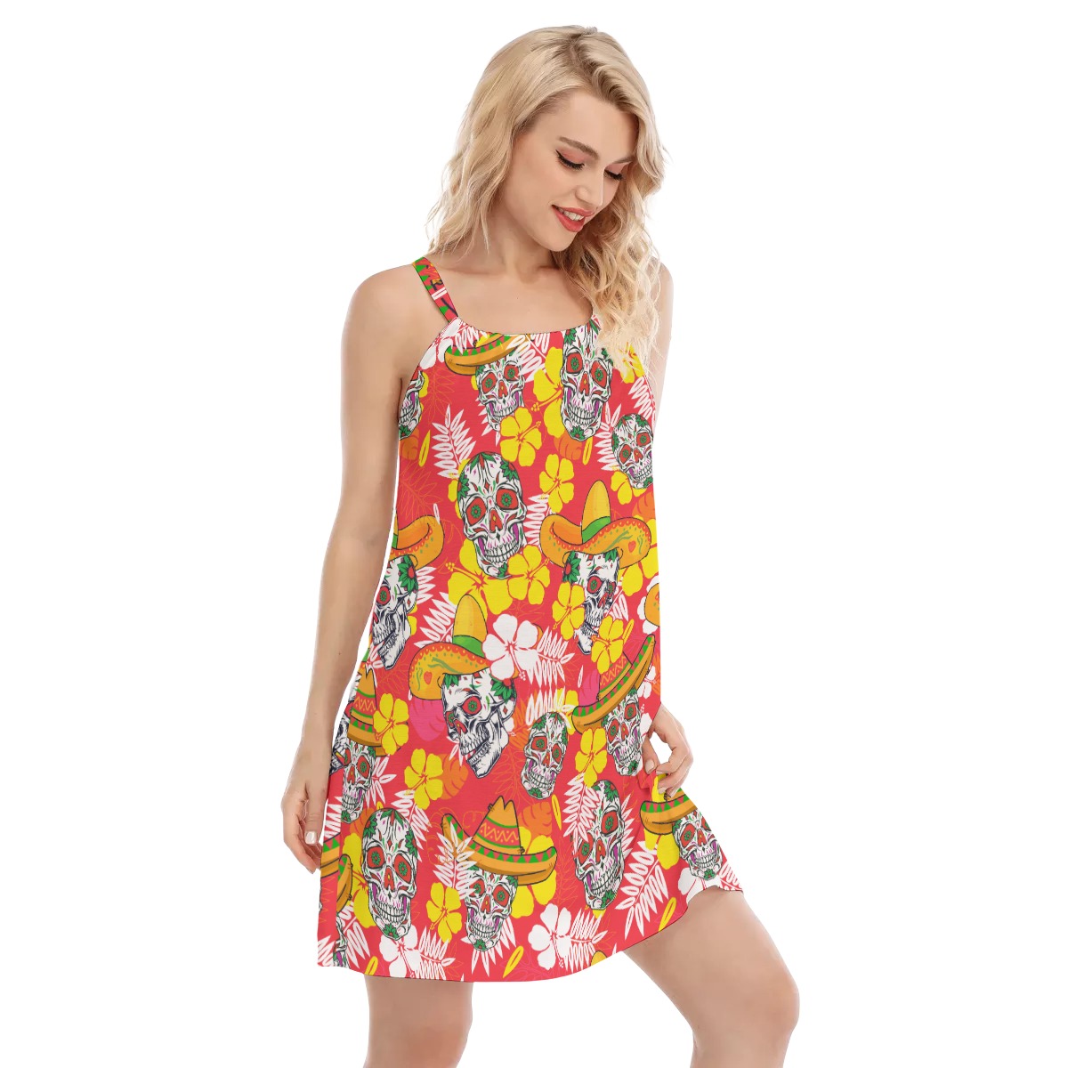Skull Red Hawaiian Women Dress
