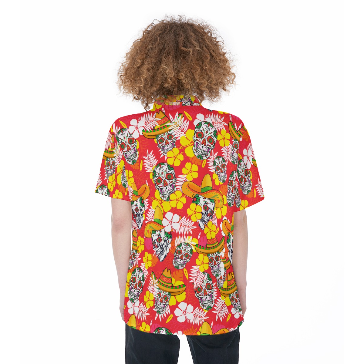 Funny Skull Red Hawaiian Attire For Women