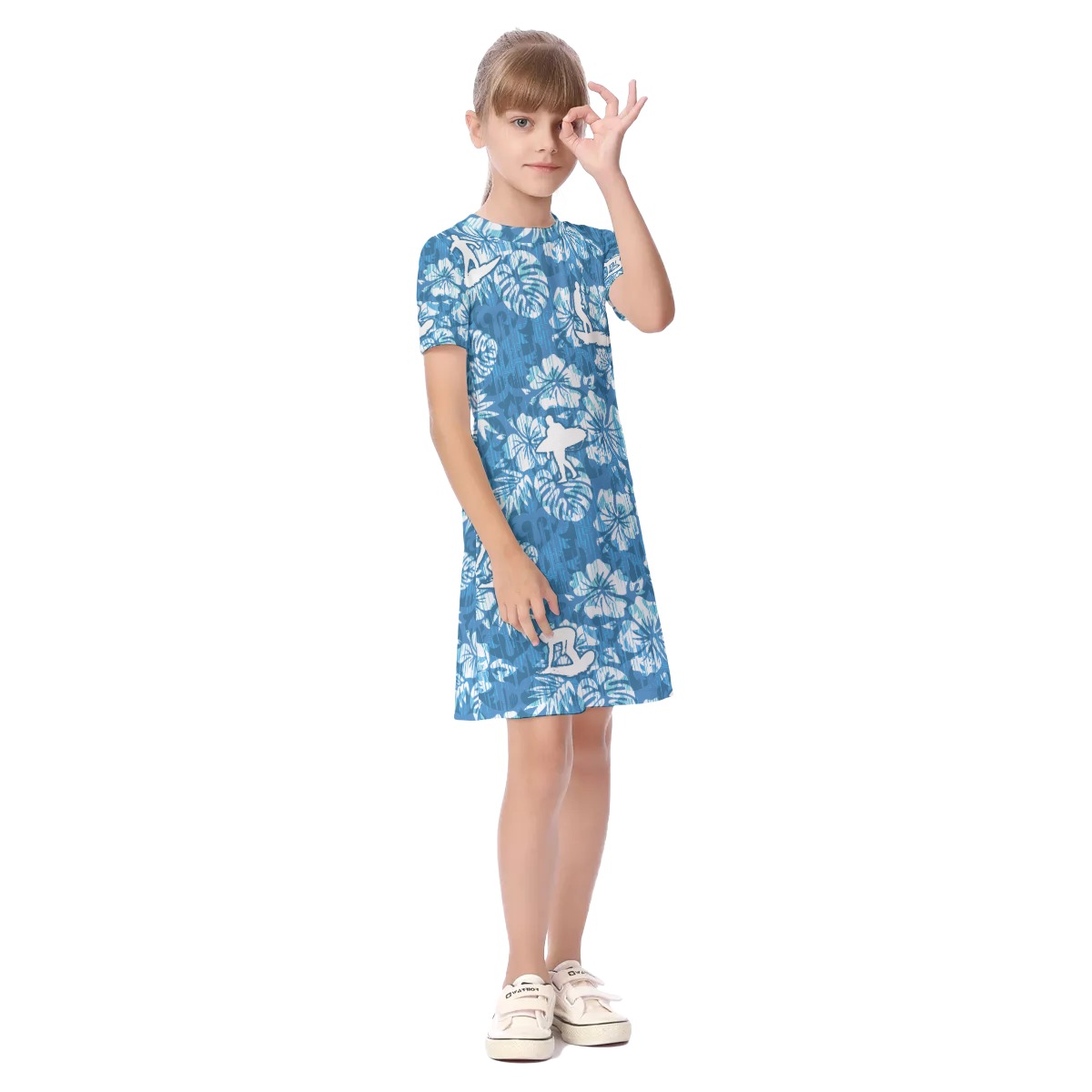 Blue Surfing Hawaii Dress For Kids