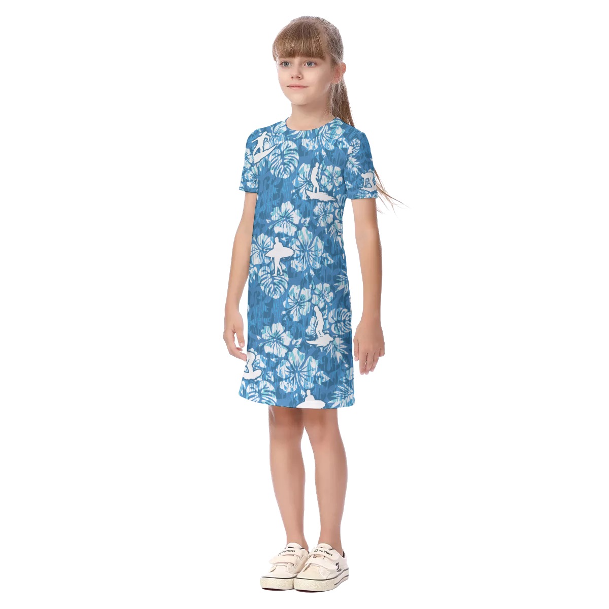 Blue Surfing Hawaii Dress For Kids