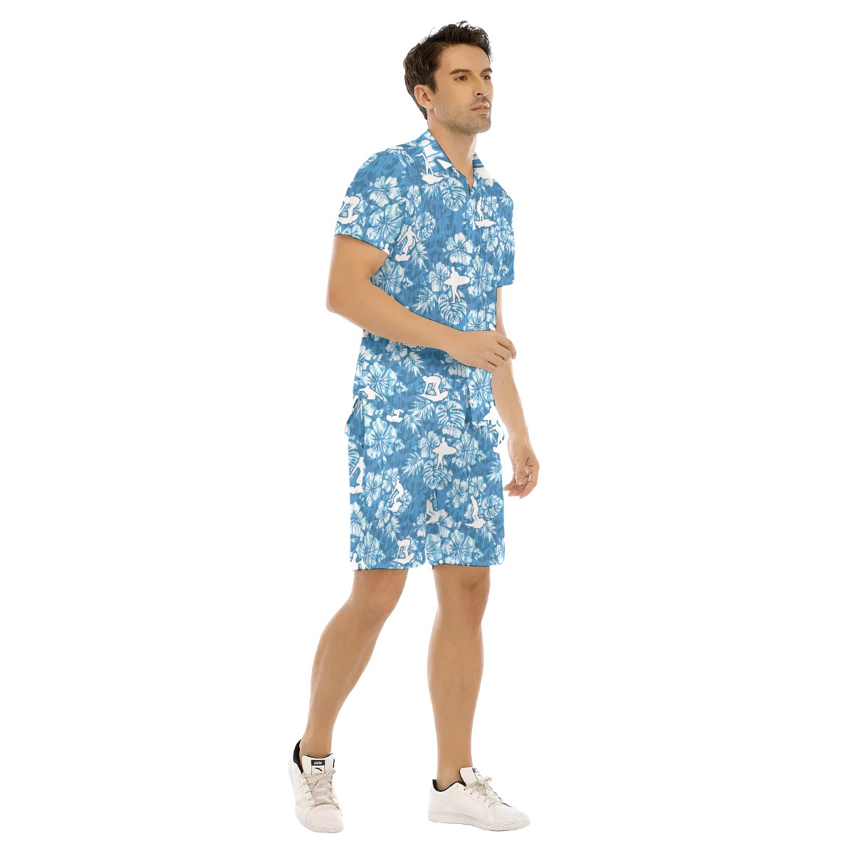 Blue Surfing Hawaii Shirt Set For Men