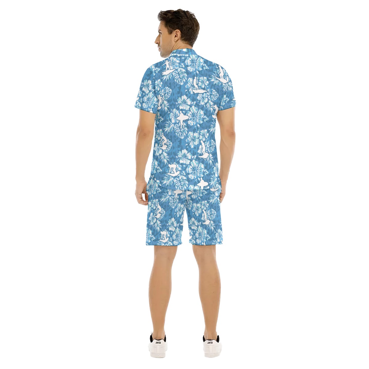Blue Surfing Hawaii Shirt Set For Men