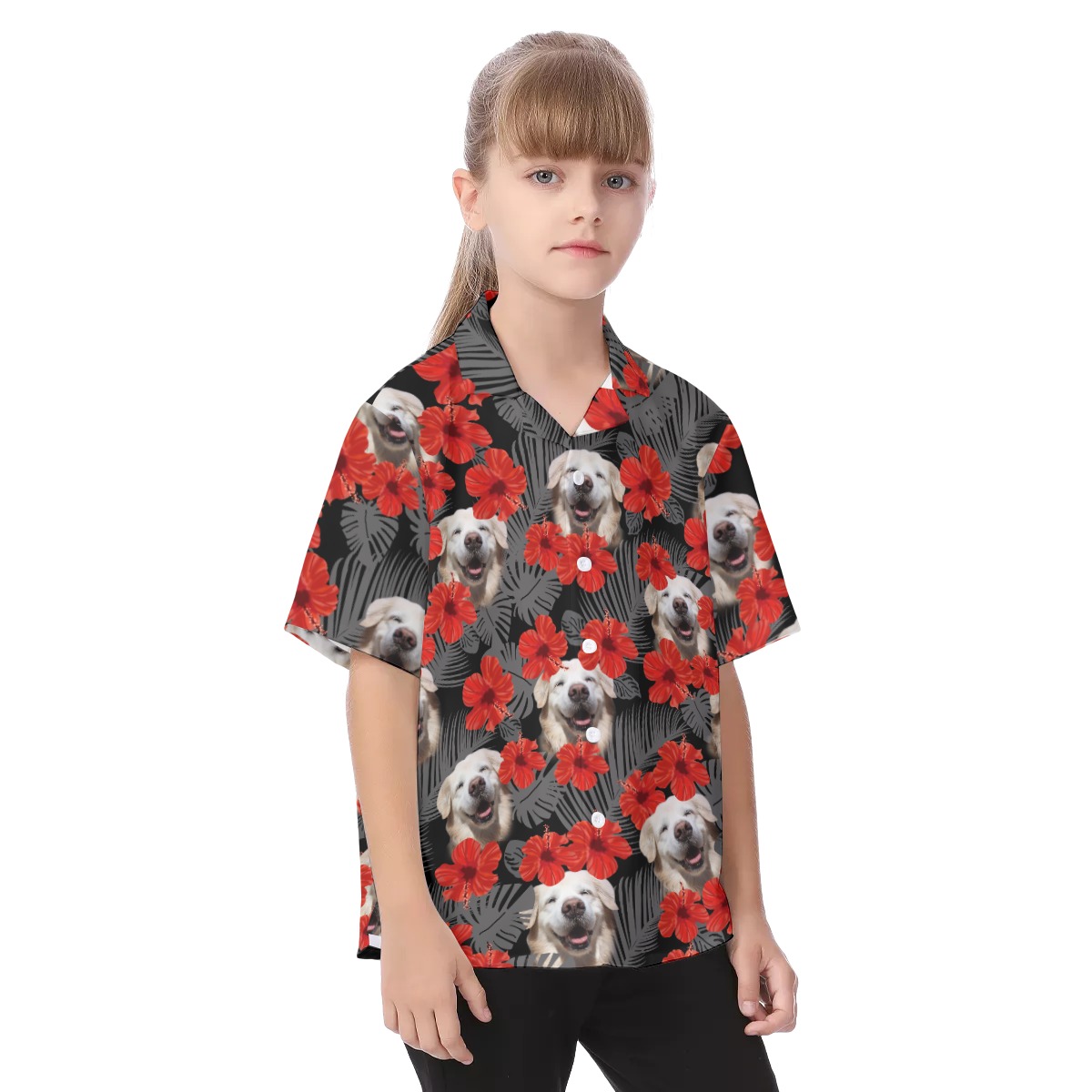 Golden Retriever Hawaiian Vacation Shirt For Kids
