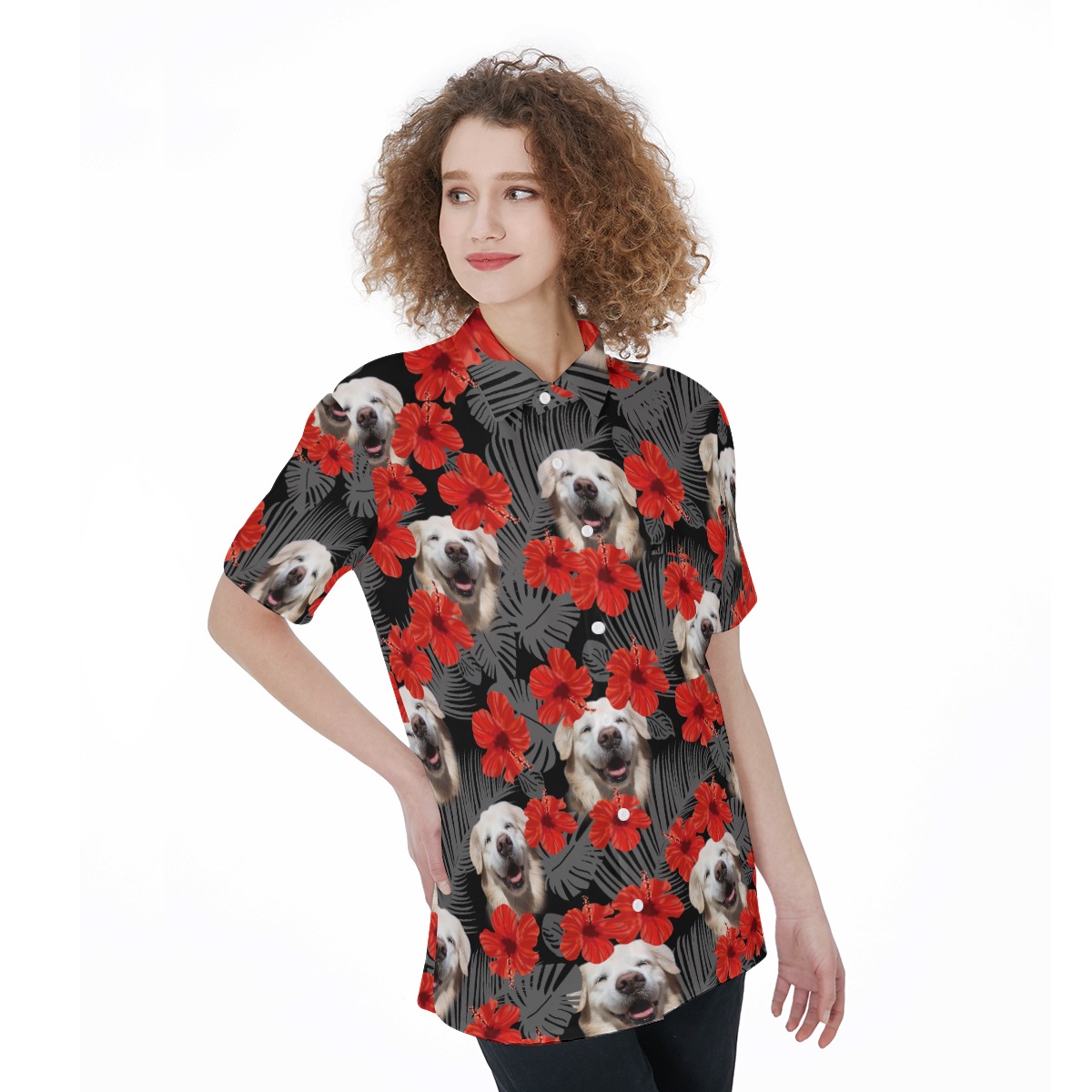 Golden Retriever Aloha Hawaiian Dog Shirt For Women