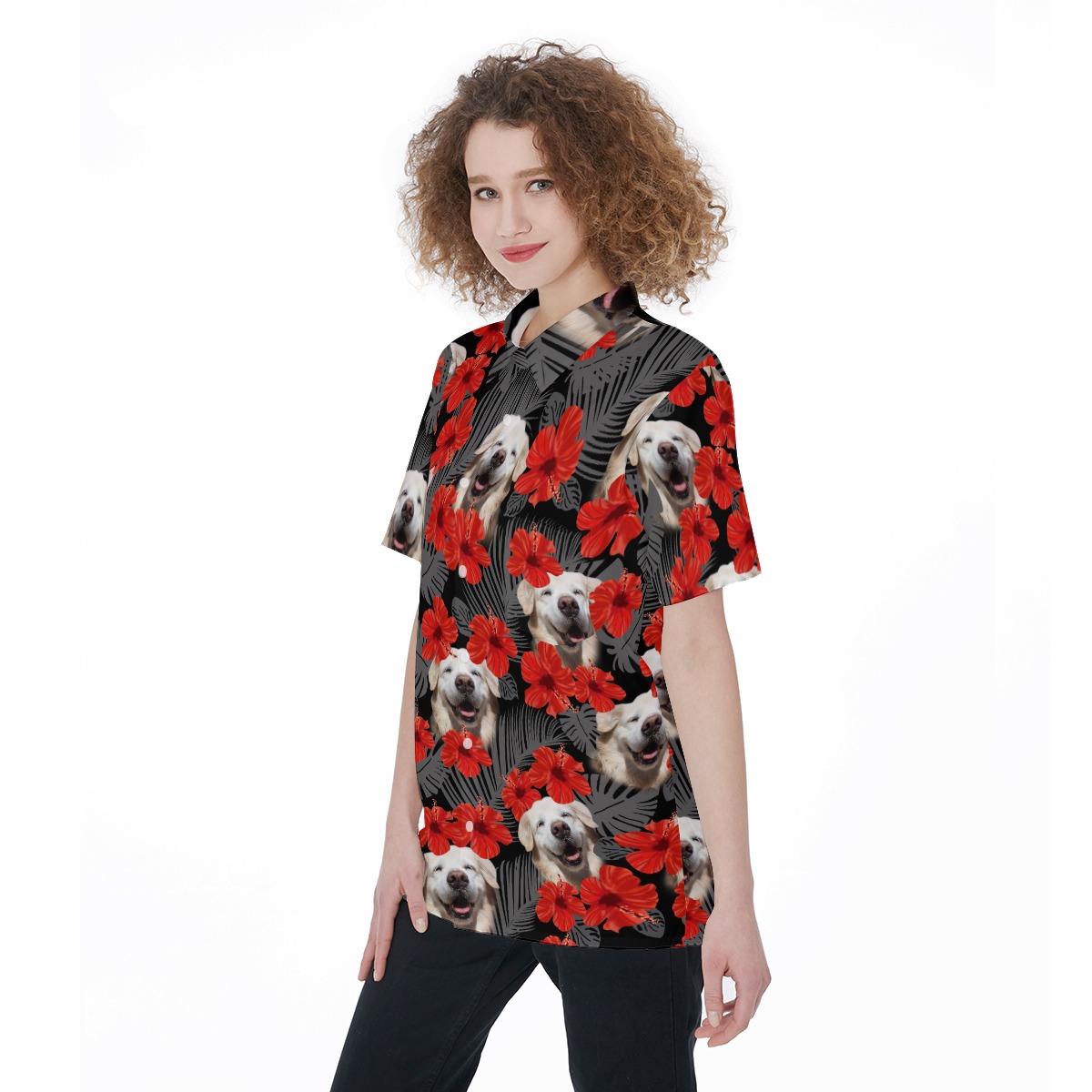 Golden Retriever Aloha Hawaiian Dog Shirt For Women