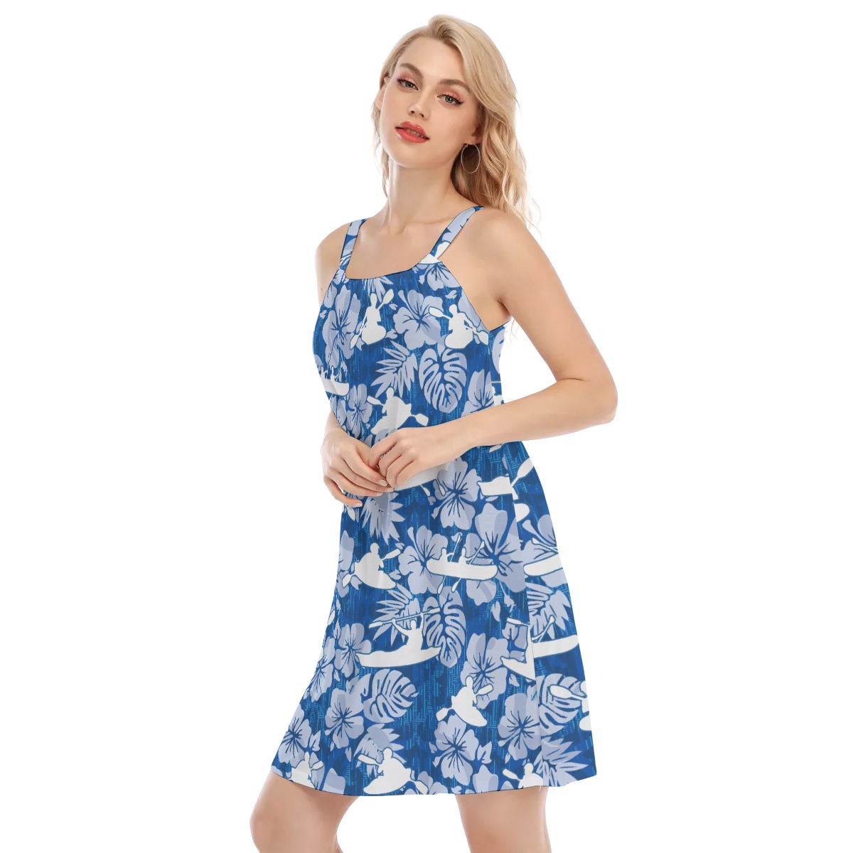 Kayak Pattern Hawaiian Dress For Women