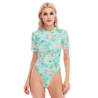 Flamingo Women's O-neck Short Sleeve Bodysuit