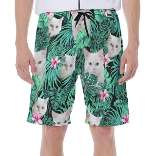 White Cat Men's Beach Shorts
