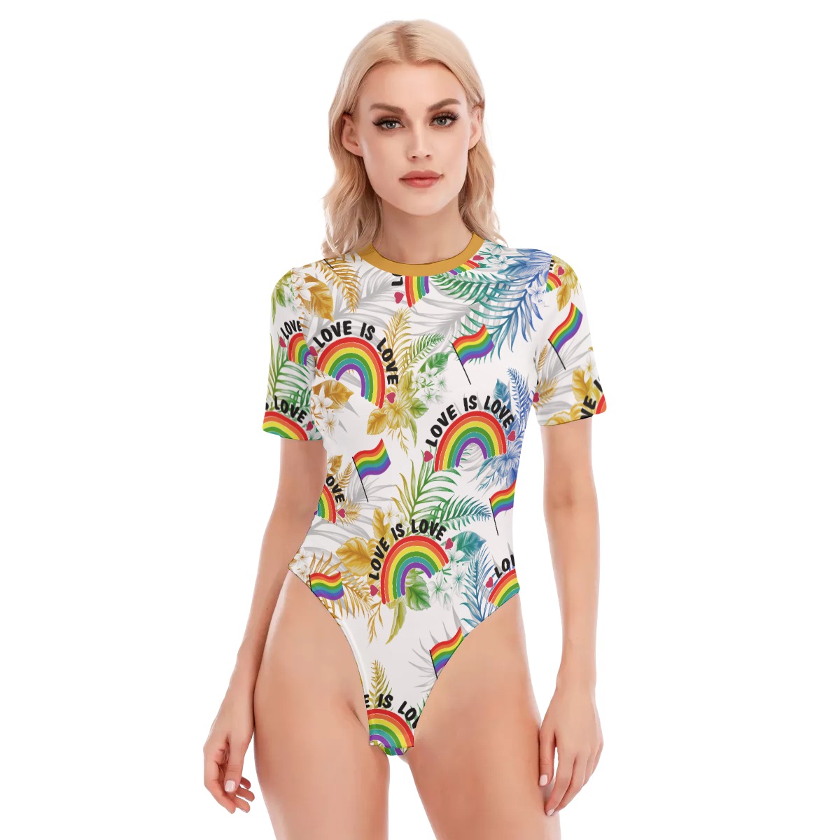 Pride Women's O-neck Short Sleeve Bodysuit