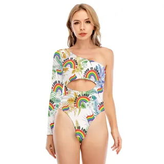 Pride Women's Long-sleeved Waist-cut Bodysuit With One-sleeve