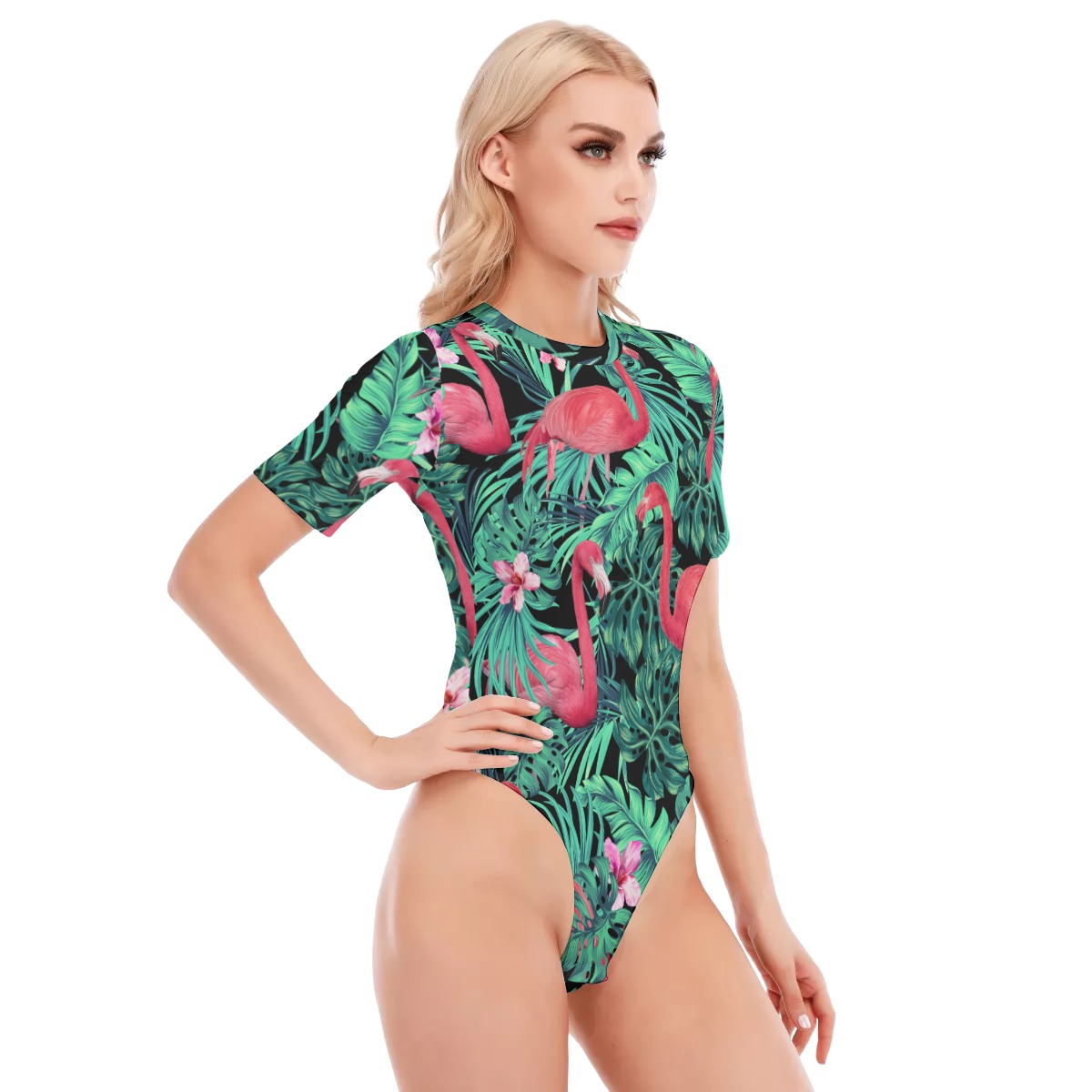 Flamingo Women's O-neck Short Sleeve Bodysuit