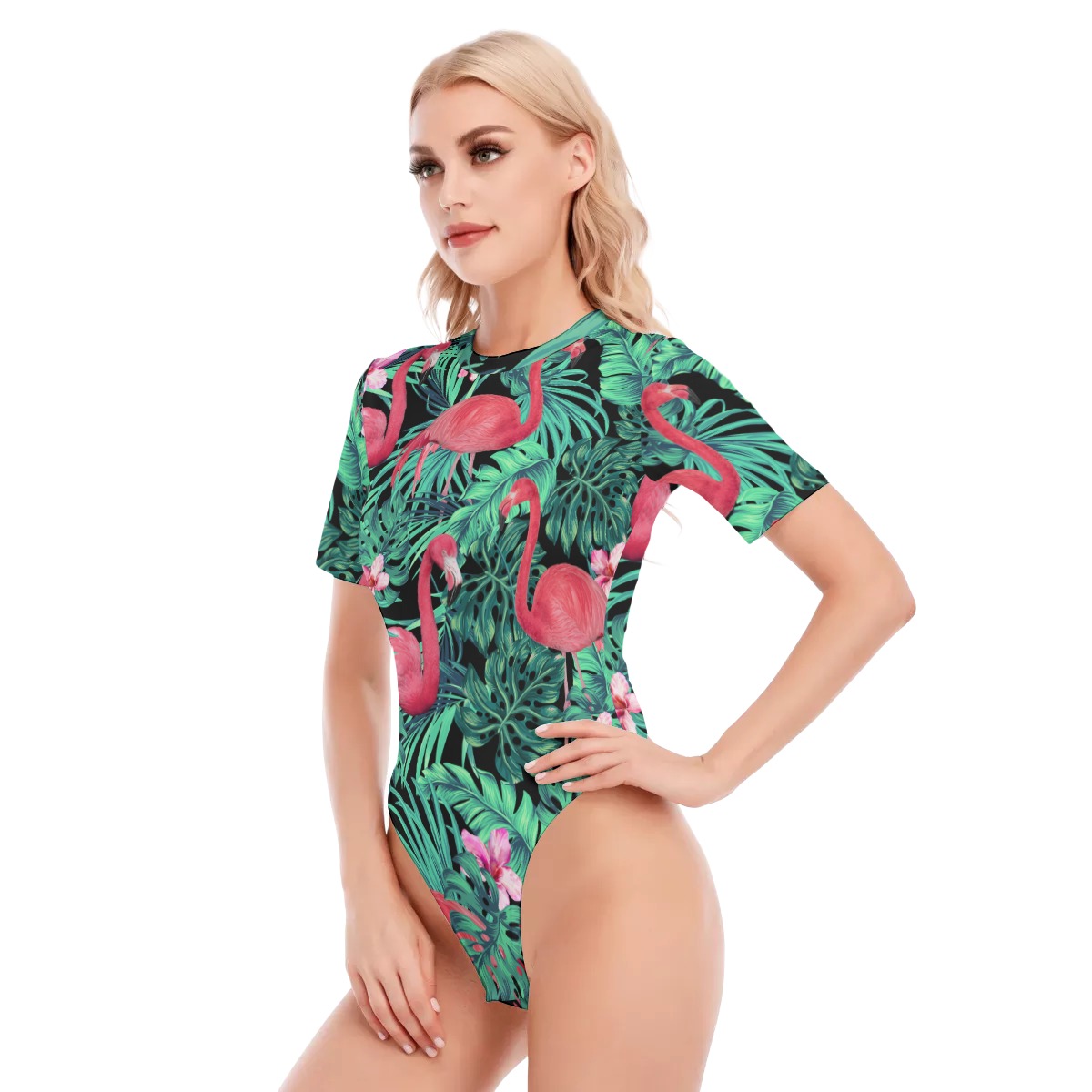 Flamingo Women's O-neck Short Sleeve Bodysuit