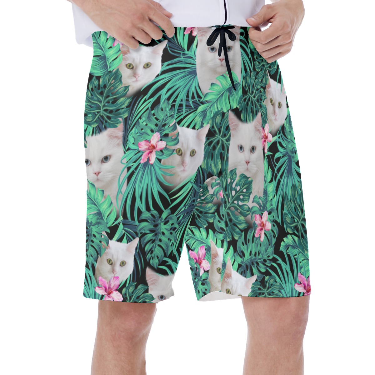 White Cat Men's Beach Shorts