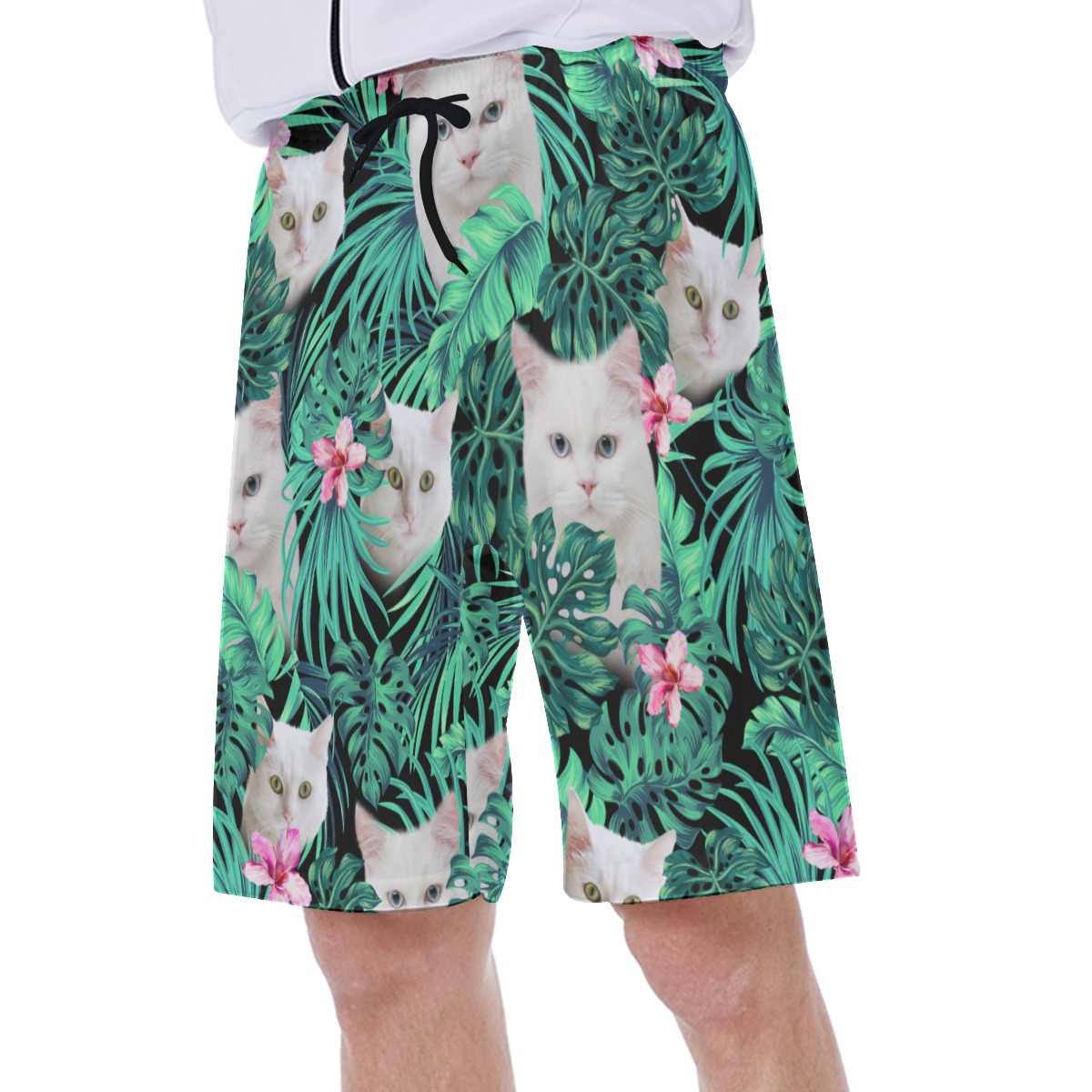 White Cat Men's Beach Shorts