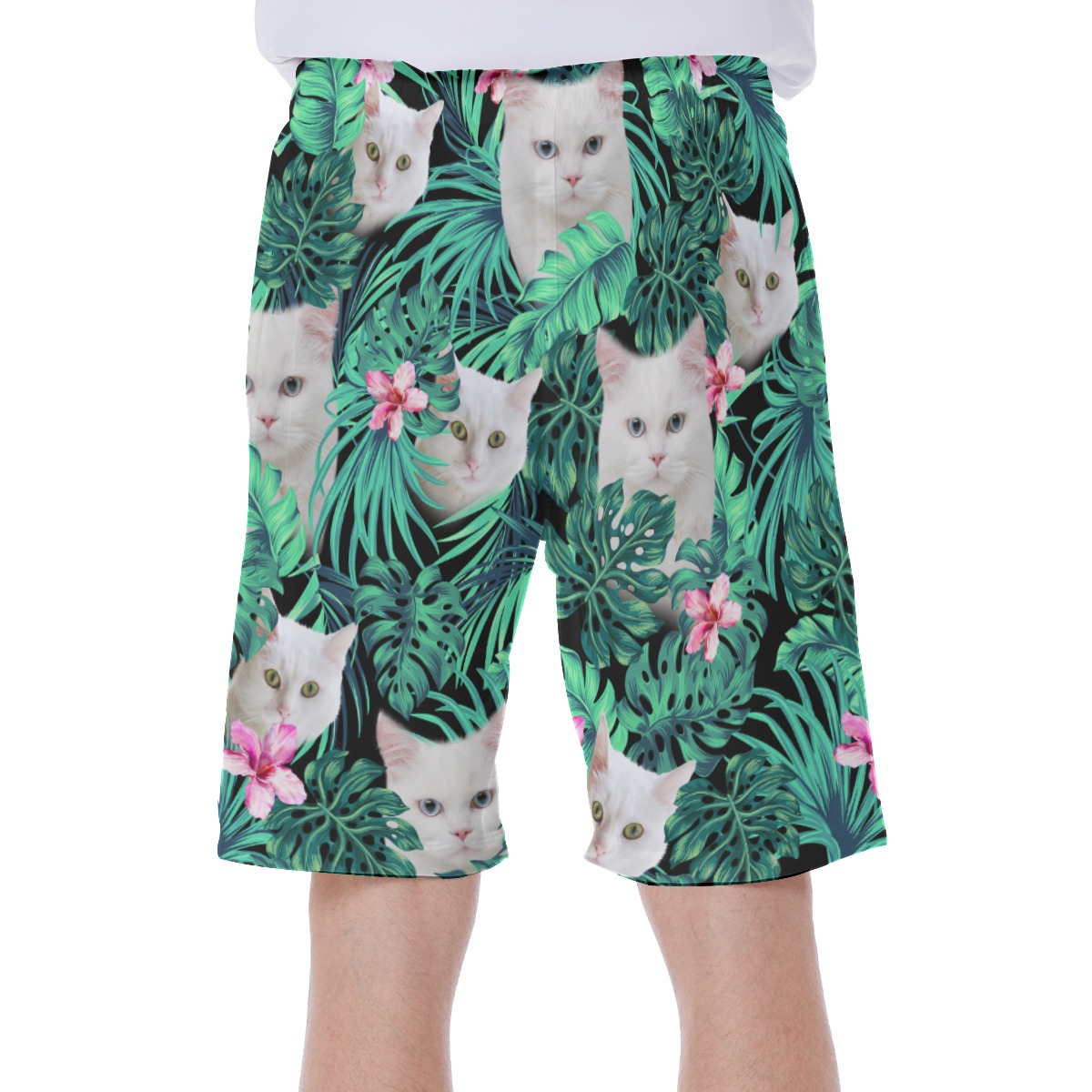 White Cat Men's Beach Shorts