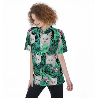 White Cat Women's Hawaiian Shirt