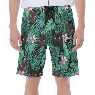 Black Cat Men's Beach Shorts