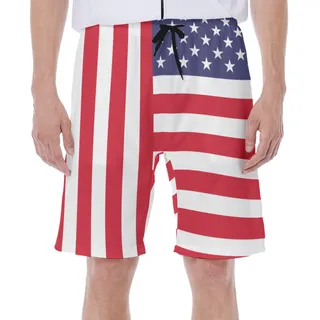 American Flag 4th Of July Men's Beach Shorts