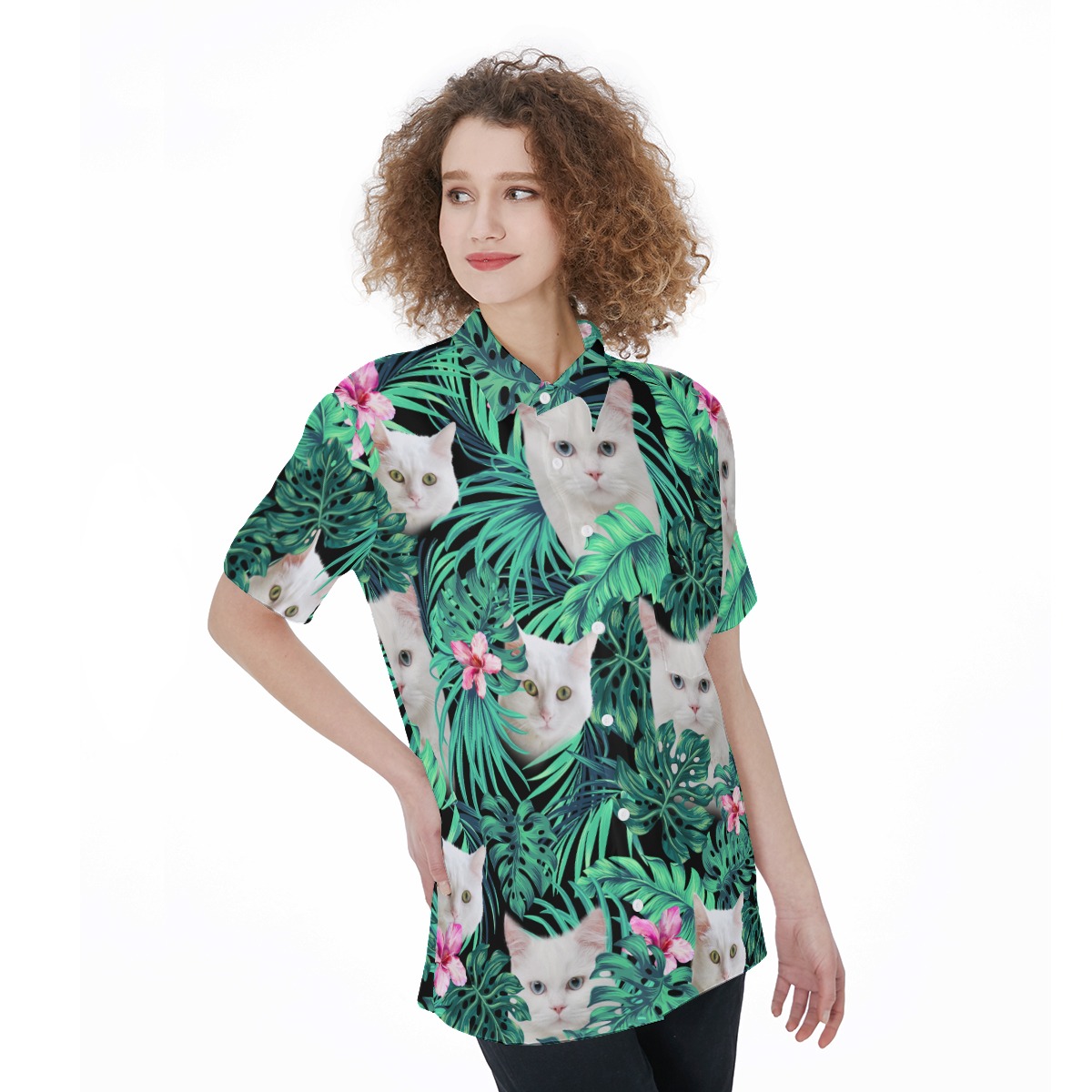 White Cat Women's Hawaiian Shirt