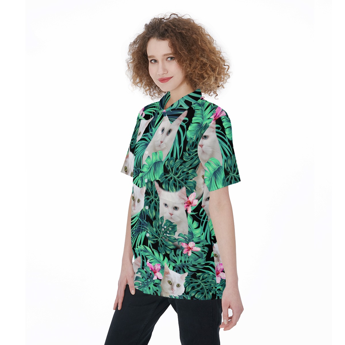White Cat Women's Hawaiian Shirt
