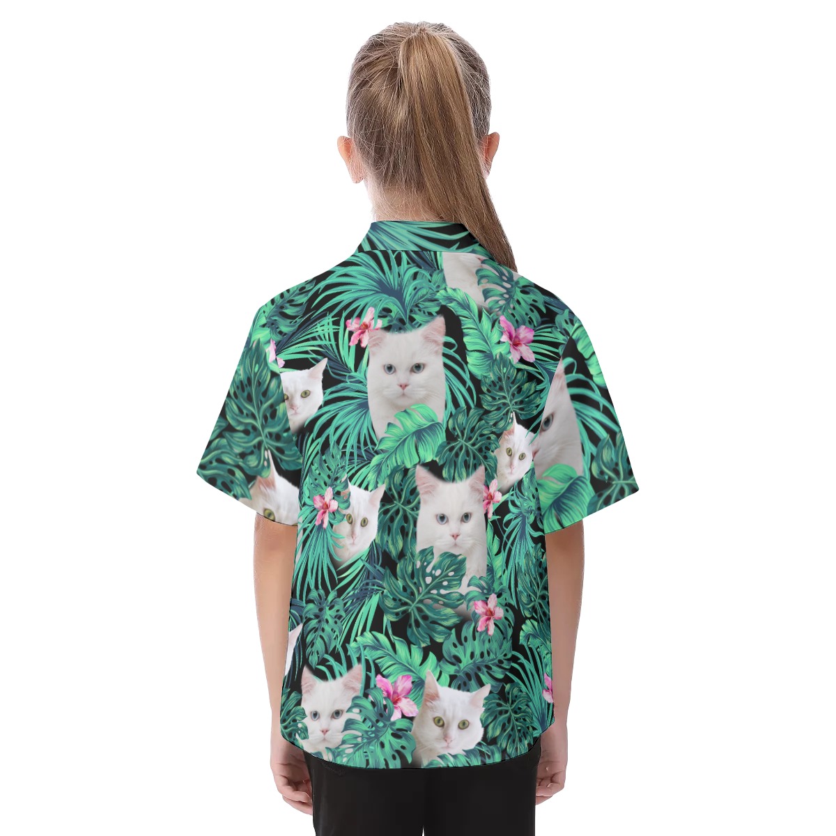 White Cat Kid's Hawaiian Vacation Shirt