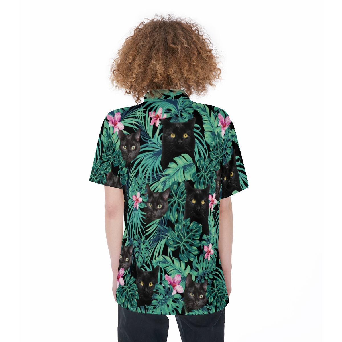 Black Cat Women's Hawaiian Shirt