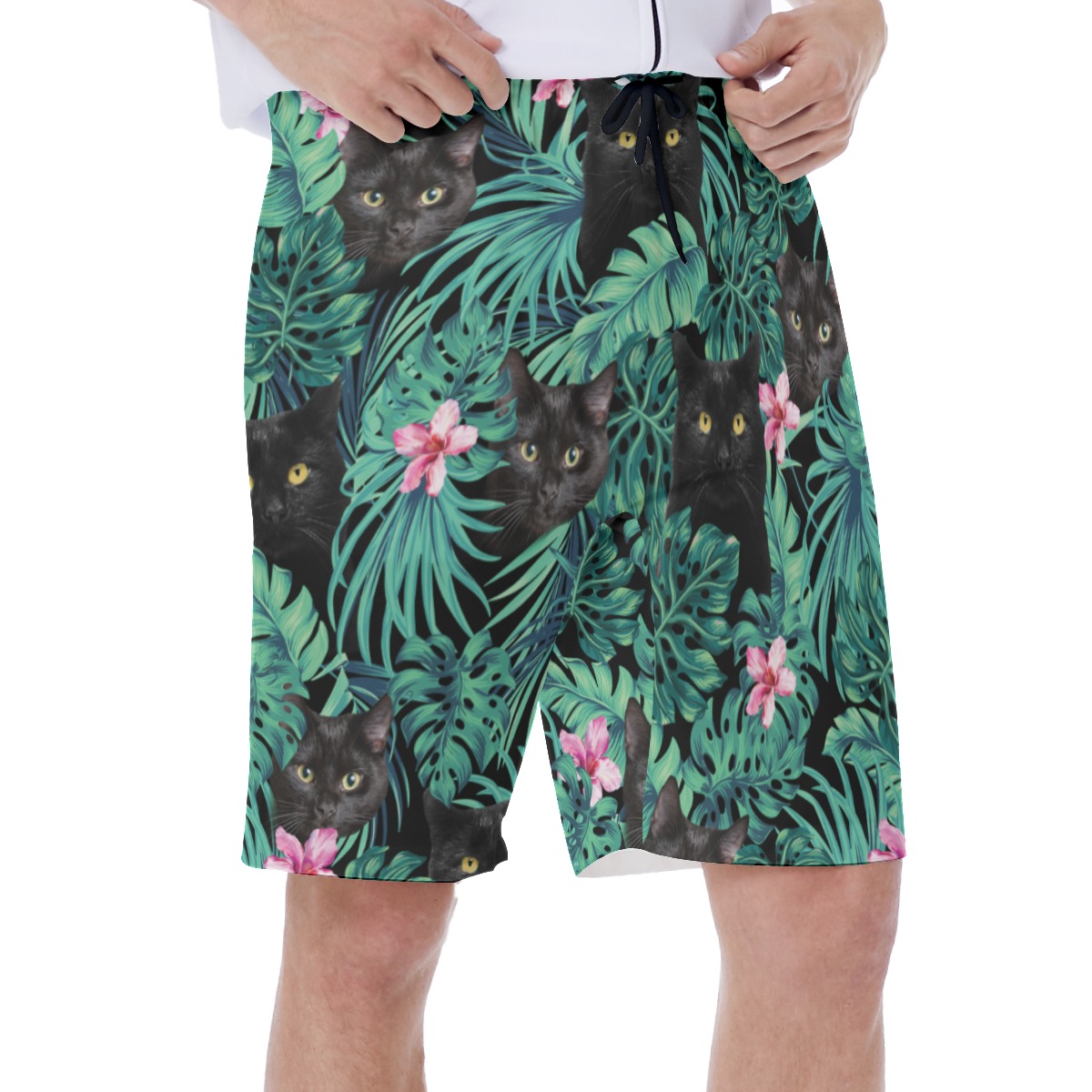 Black Cat Men's Beach Shorts