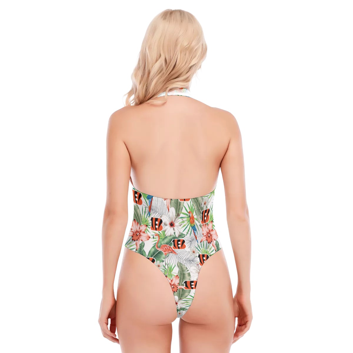 Bengals Women's Backless V-neck Skinny Swimsuit