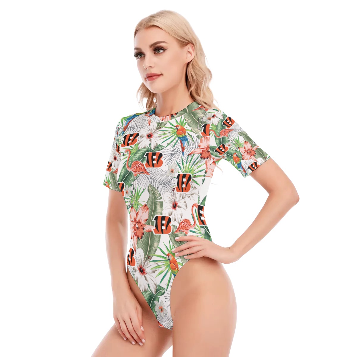 Bengals Women's O-neck Short Sleeve Swimsuit