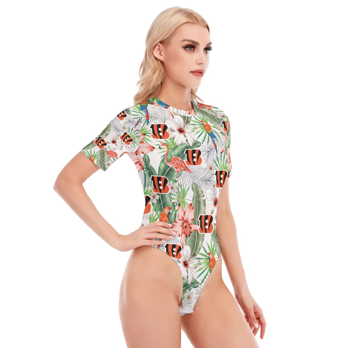 Bengals Women's O-neck Short Sleeve Swimsuit