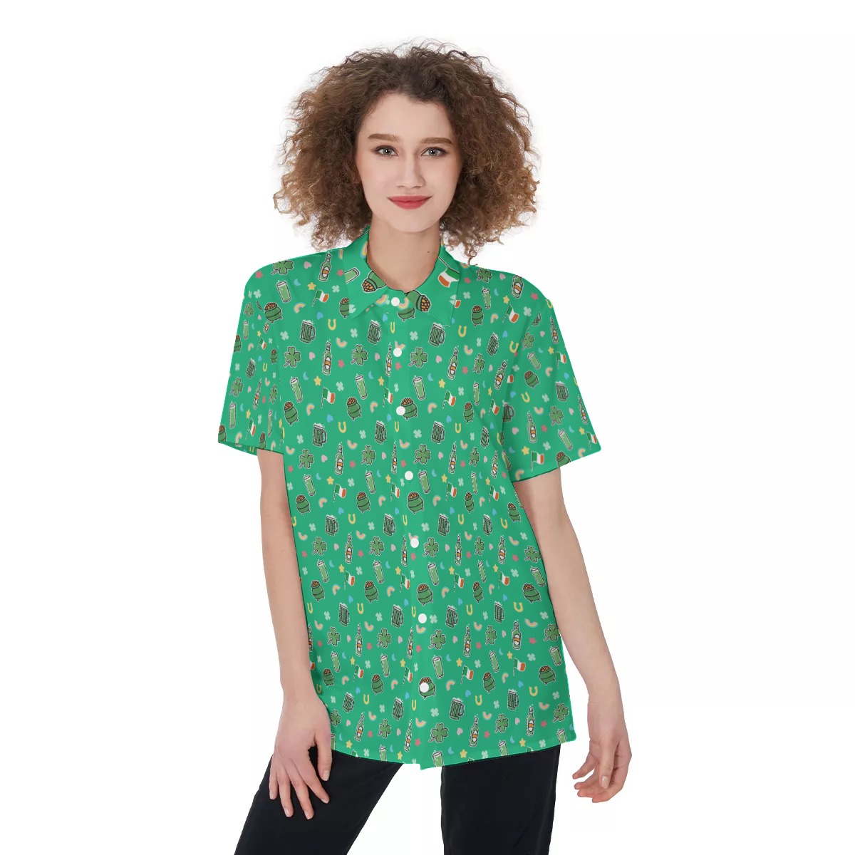 Ireland Beer St Patrick's Day Women's Hawaiian Shirt - variant image 1