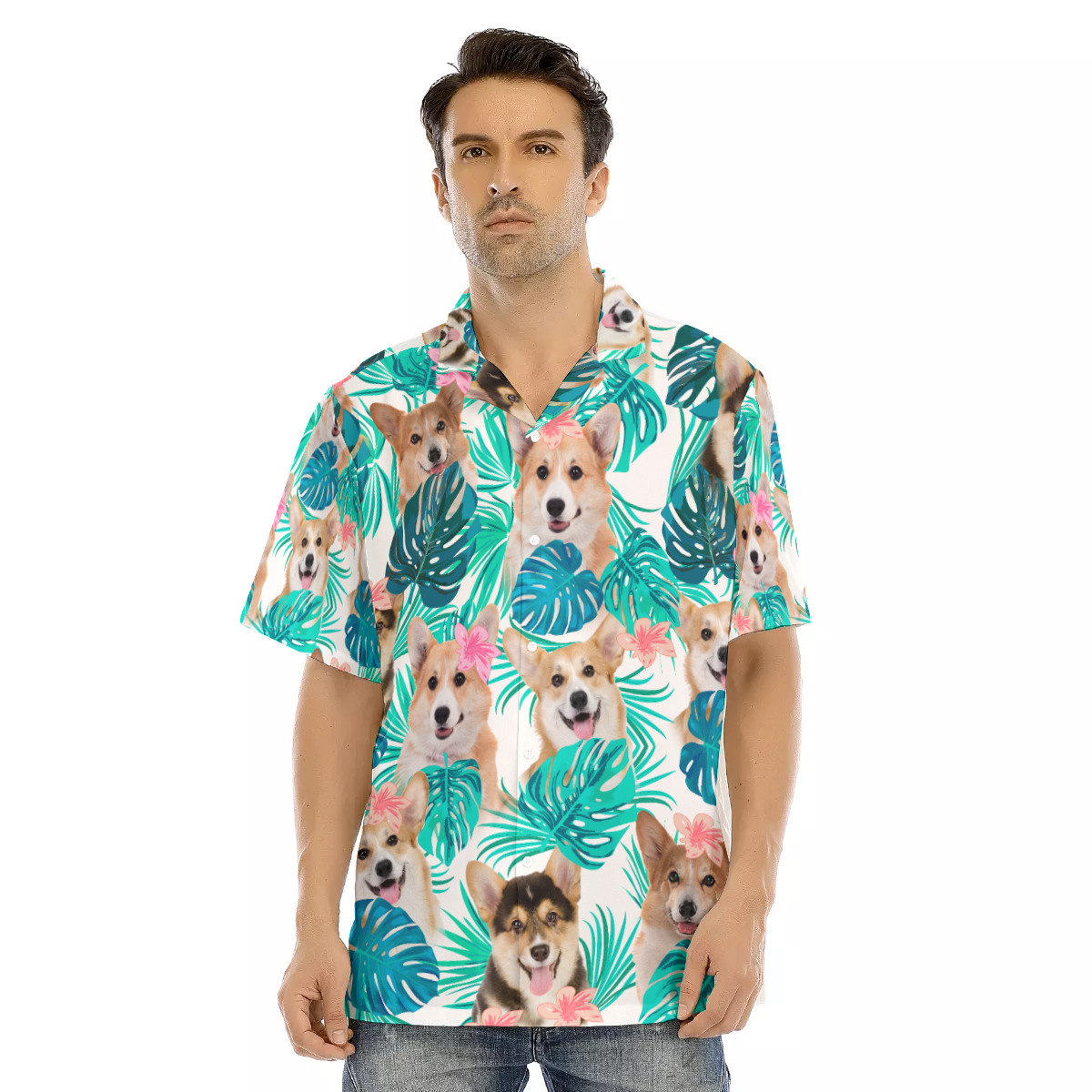 Corgi Men's Hawaiian Shirt | Best Dog Hawaiian Shirt For Men - variant image 1