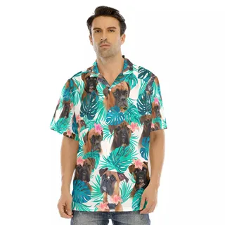 Boxer Men's Hawaiian Shirt | Best Dog Pattern Hawaiian Shirt For Men