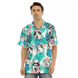 Siberian Husky Men's Hawaiian Shirt | Best Dog Hawaiian Shirt For Men